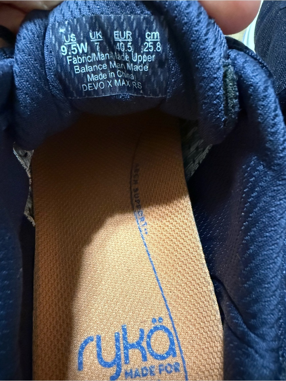 Ryka Navy Sneakers with Light Blue and White Accents - Picture 6 of 6